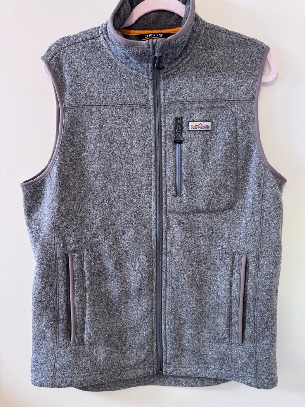 Orvis R65 Sweater Fleece Vest Men’s M Gray Full Zip Outdoor